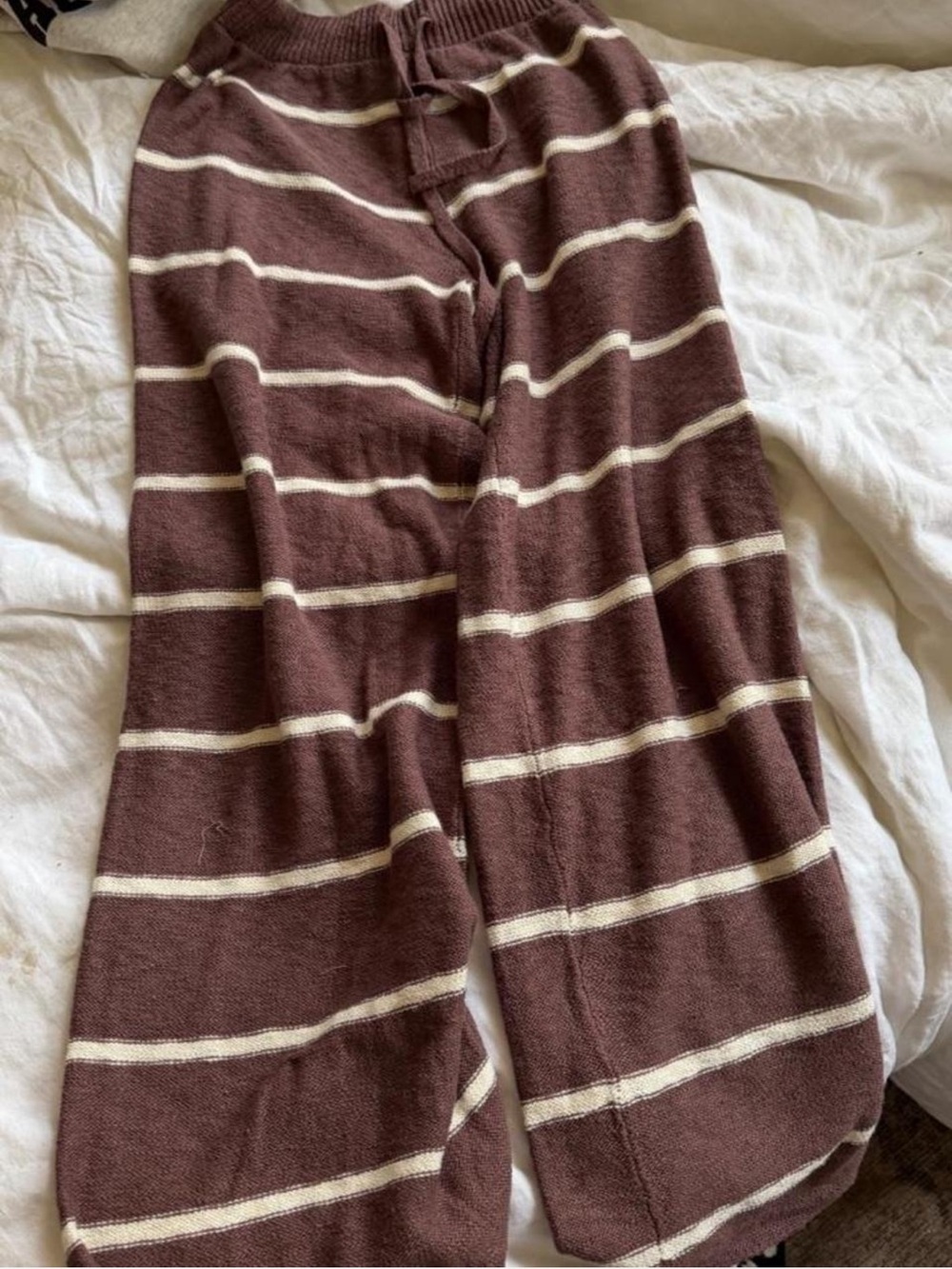 American Eagle Outfitters Brown and Cream Striped Knit Joggers